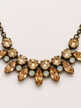 Vintage style Crystal Statement Necklace in Champagne Gold